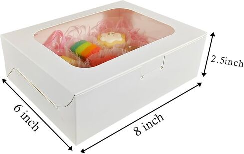 25pcs 9x6x3 Inch Cookie Boxes White Bakery Boxes with Window Treat Boxes Gift Boxes for Chocolate Covered Strawberries, Muffins, Desserts, Candies,Donuts,and Pastries(9 Inch) in Saudi Arabia