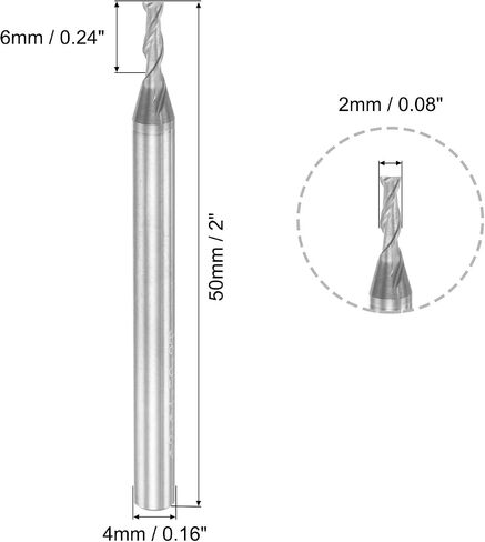 uxcell Square Nose End Mill, 5mm Tip Dia Solid Carbide Uncoated CNC Router Bits 2 Flute Spiral Milling Cutter HRC55 with 5mm Shank 50mm (2-inch) Length in Saudi Arabia
