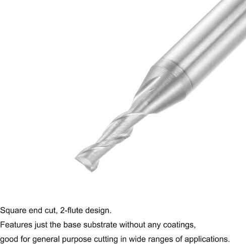 uxcell Square Nose End Mill, 5mm Tip Dia Solid Carbide Uncoated CNC Router Bits 2 Flute Spiral Milling Cutter HRC55 with 5mm Shank 50mm (2-inch) Length in Saudi Arabia