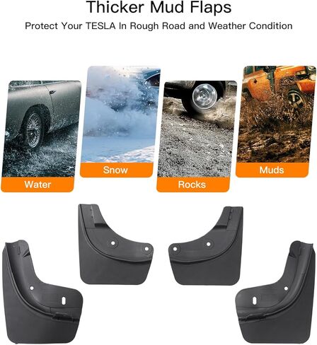 اللوحات الطينية المتوافقة مع واقيات الطين من Tesla Model Y 2020-2024 لملحقات Tesla Model Y (2 قطعة أمامية + 2 قطعة خلفية) in Kuwait