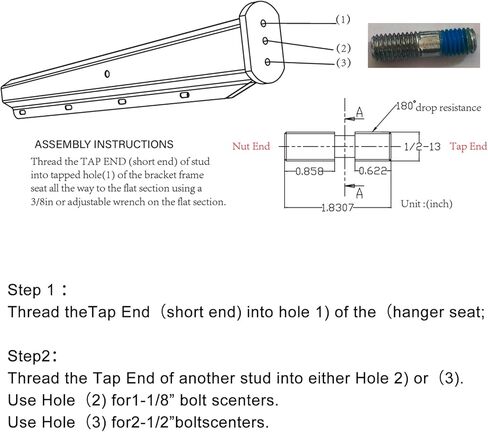 BHTOP شماعة رفرف من الفولاذ المقاوم للصدأ مستقيمة محملة بنابض بطول 76.2 سم لجميع مسافات البراغي in Kuwait
