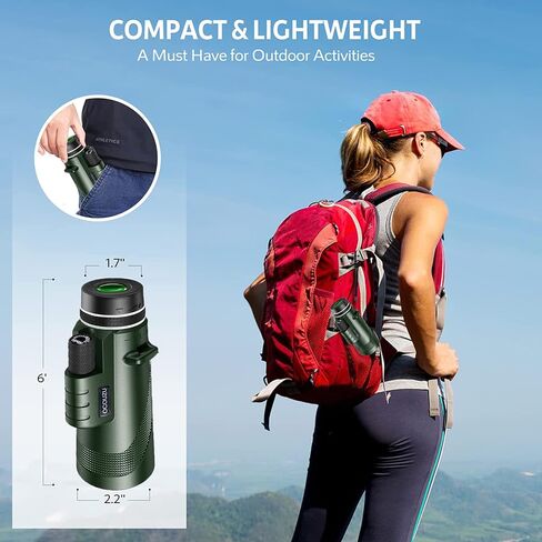 تلسكوب أحادي العين مقاس 40 × 60، منظار أحادي عالي الدقة للبالغين والأطفال، مع محول للهاتف الذكي وحامل ثلاثي القوائم، نطاق تكبير عالي أحادي العين لمشاهدة الطيور على المدى الطويل/الصيد/سيارات السباق/المشي لمسافات طويلة in Kuwait