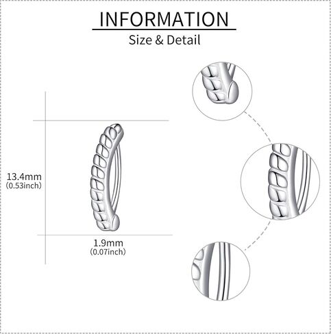 VENACOLY 16 مقياس البطن زر خواتم فضة 16 جرام تويست حبل البطن خواتم السرة ثقب المجوهرات للنساء in Kuwait