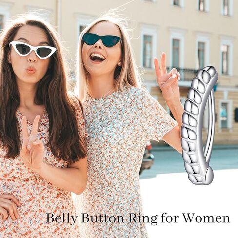 VENACOLY 16 مقياس البطن زر خواتم فضة 16 جرام تويست حبل البطن خواتم السرة ثقب المجوهرات للنساء in Kuwait
