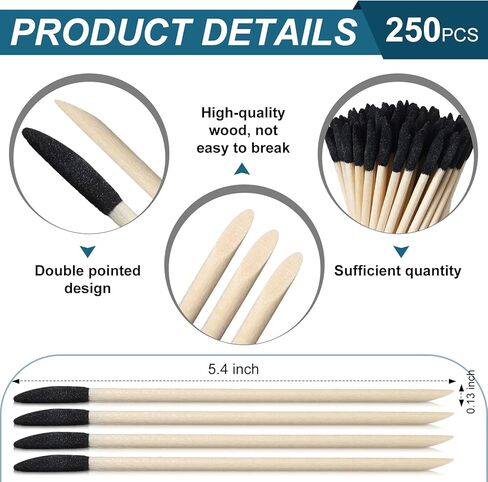 250 قطعة من أعواد الصنفرة مقاس 5.4 × 0.13 بوصة، أعواد الثقاب، أغصان الصنفرة ذات التفاصيل الدقيقة، أعواد الصنفرة، منظف ورق الصنفرة، أدوات الصنفرة التفصيلية لأعمال النجارة والنماذج البلاستيكية in Kuwait