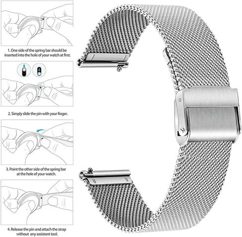 NELUMBO Stainless Steel Watch Band for Mens Women Quick Release Adjustable Watch Straps Thick Heavy Duty Metal Bracelet with Safty Clasp 16mm 18mm 20mm 22mm in Saudi Arabia