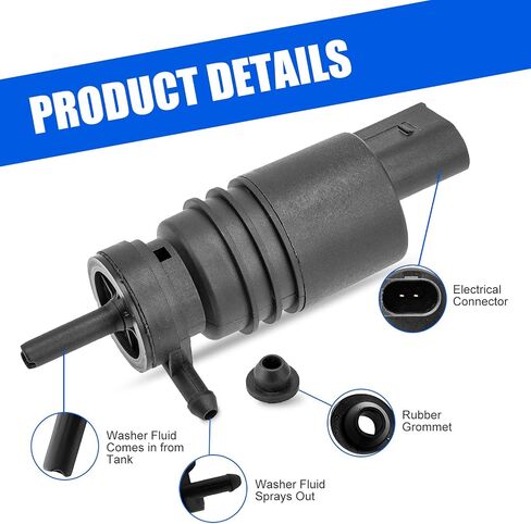 1 PC Car Window Washer Pump, Reinforced Nylon Shell Front Rear Windshield Sater Spray Motor, Replacement OEM 67128362154 Accessories, for BMW E36, E46, E53, E86 (3, X3, X5, X6, Z3) (Black) in Saudi Arabia