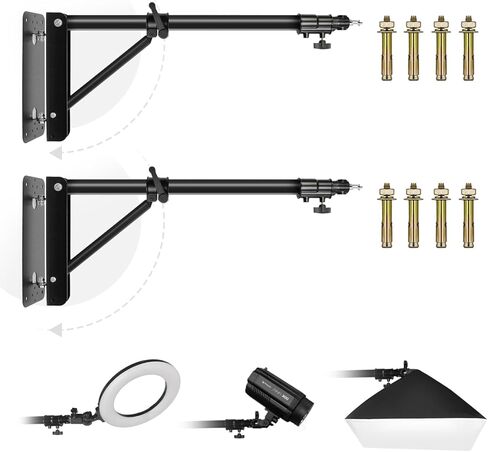 Julius Studio [1-Pack] *Extra Super Heavy Duty Triangle Boom Arm Wall Mount Bar, 180-degree Rotating Angle Control Adjustable, Universal Mount for Ring Light, Light Fixtures, Softbox, Flash, JSAG862 in Kuwait