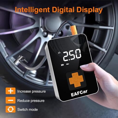 Tire Inflator Portable Air Compressor-150 PSI Electric Tire Inflation -4000 mAh Air Pump for Car-Cordless Tire Pump with Pressure Gauge Emergency Light for Motor, Bike, Ball(Black) in Saudi Arabia
