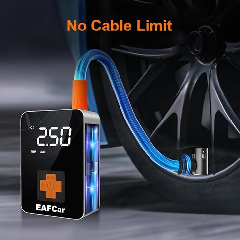 Tire Inflator Portable Air Compressor-150 PSI Electric Tire Inflation -4000 mAh Air Pump for Car-Cordless Tire Pump with Pressure Gauge Emergency Light for Motor, Bike, Ball(Black) in Saudi Arabia