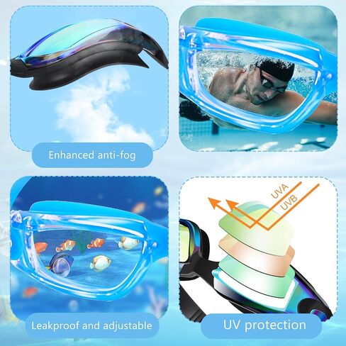 20 Pack Swimming Goggles for Adults Youth Pool Water Sport Swim Glasses Goggles Anti Fog UV Protection No Leaking Wide View for Men Women with 20 Set Ear Plugs and Nose Clips, Multicolor in Saudi Arabia