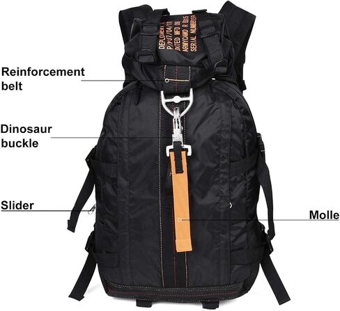 Tactical Backpack Flight Parachute Pack Large Lightweight Travel Backpack with Molle for Outdoor (Black) in Saudi Arabia
