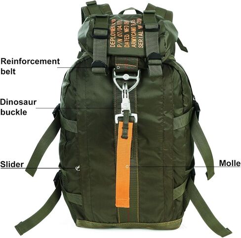 Tactical Backpack Flight Parachute Pack Large Lightweight Travel Backpack with Molle for Outdoor (Black) in Saudi Arabia