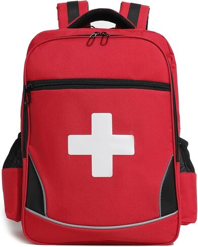 First Aid Medical Backpack Empty Nurse Treatment First Responder Trauma Bag for Camping Cycling Hiking Paramedic Bag EMT (Red Cross) in Saudi Arabia