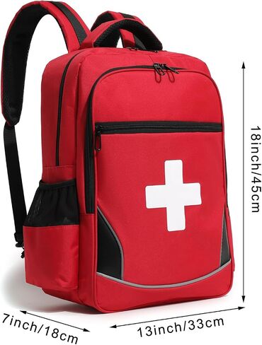 First Aid Medical Backpack Empty Nurse Treatment First Responder Trauma Bag for Camping Cycling Hiking Paramedic Bag EMT (Red Cross) in Saudi Arabia