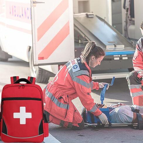 First Aid Medical Backpack Empty Nurse Treatment First Responder Trauma Bag for Camping Cycling Hiking Paramedic Bag EMT (Red Cross) in Saudi Arabia