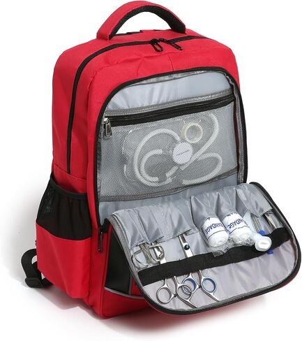 First Aid Medical Backpack Empty Nurse Treatment First Responder Trauma Bag for Camping Cycling Hiking Paramedic Bag EMT (Red Cross) in Saudi Arabia