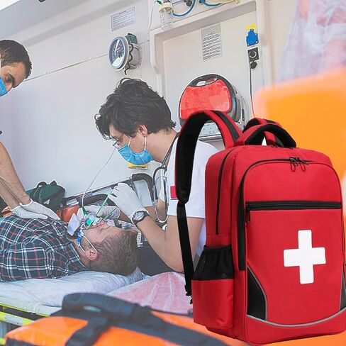 First Aid Medical Backpack Empty Nurse Treatment First Responder Trauma Bag for Camping Cycling Hiking Paramedic Bag EMT (Red Cross) in Saudi Arabia