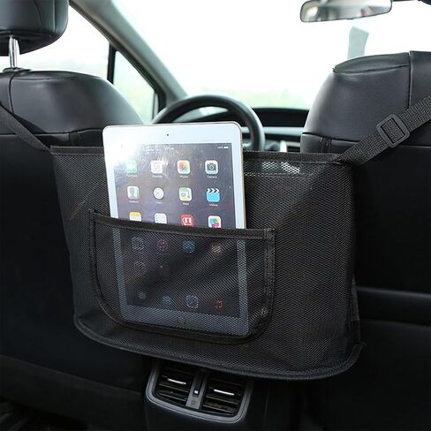 Car Net Pocket Handbag Holder, Car Storage Organizer Between Front Seats, Automotive organizers & storage, Car suv storage organizer, backseat pet/kids barrier (Black) in Saudi Arabia