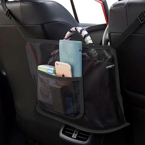 Car Net Pocket Handbag Holder, Car Storage Organizer Between Front Seats, Automotive organizers & storage, Car suv storage organizer, backseat pet/kids barrier (Black) in Saudi Arabia