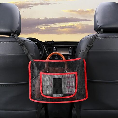 Car Net Pocket Handbag Holder, Car Storage Organizer Between Front Seats, Automotive organizers & storage, Car suv storage organizer, backseat pet/kids barrier (Black) in Saudi Arabia