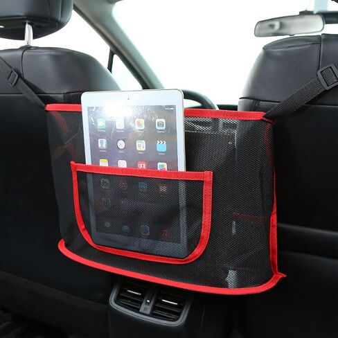 Car Net Pocket Handbag Holder, Car Storage Organizer Between Front Seats, Automotive organizers & storage, Car suv storage organizer, backseat pet/kids barrier (Black) in Saudi Arabia