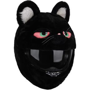 Funny Plush Motorcycle Helmet Cover for Full Face Helmets, Cute Protective Dust Proof Helmet Cover for Men Women, Fun Motorcycle Accessories Gift (Black cat) in Saudi Arabia