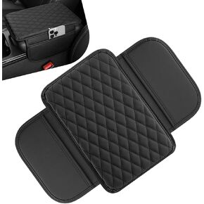 Car Arm Rest Cover, Thin Center Console Driver Elbow Support Cushion with Side Storage Pocket, Scratch-resistant Protective Pad, Interior Accessory for Most Cars Trucks Vans (Black) in Saudi Arabia