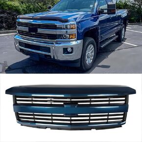 Summit White W/Matte Black Front Grill Cover Compatible with 2015-2019 Chevy Silverado 2500 HD 3500 HD LTZ Model Truck Front Upper Grille Replace for 23335302, 23335298 in Saudi Arabia