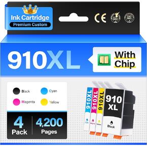 910XL Ink Cartridges Combo 4-Pack High Yield Replacement for HP 910XL 910 Ink Compatible with HP OfficeJet 8010 8020 Pro 8030 8015e 8025e 8028 8035 8018 8022e Printers Black Cyan Magenta Yellow in Saudi Arabia