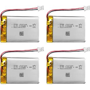 EEMB 4PACK Lithium Polymer Battery 3.7V 1100mAh 603449 Lipo Rechargeable Battery Pack with Wire JST Connector for ESP32 Development Board/Speaker- Confirm Device & Connector Polarity Before Purchase in Saudi Arabia