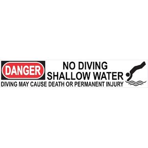 StickerTalk Danger No Diving Shallow Water Vinyl Sticker, 16 inches by 3 inches in Saudi Arabia