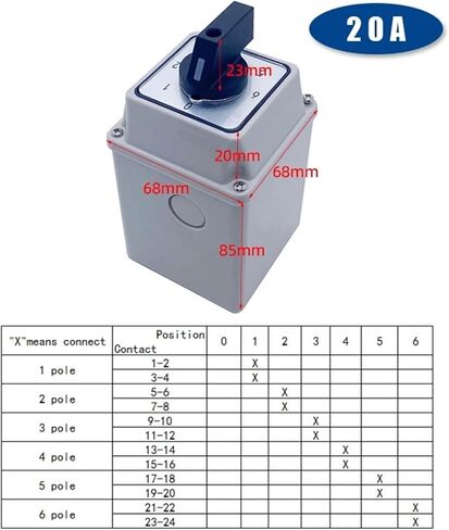 LW26-20/6 YMW26 0-6 موضع 20A تغيير أكثر من مفتاح كاميرا دوار صندوق مقاوم للماء دائرة إشارة متعددة الطاقة in Kuwait