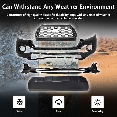 Bewild Front Upper & Lower Grille + Front Bumper Cover With Valance Lower Skid Plate Panel Fit For 2016-2023 Toyota Tacoma Front Insert Grille Body Kit Replacement in Kuwait