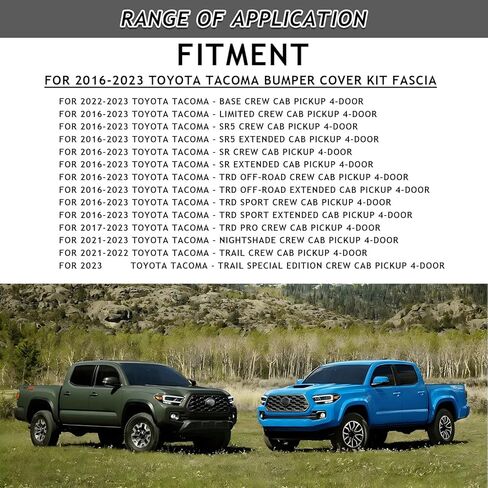 Bewild Front Upper & Lower Grille + Front Bumper Cover With Valance Lower Skid Plate Panel Fit For 2016-2023 Toyota Tacoma Front Insert Grille Body Kit Replacement in Kuwait