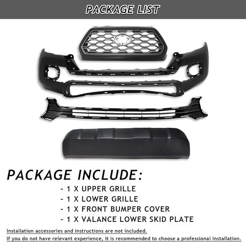 Bewild Front Upper & Lower Grille + Front Bumper Cover With Valance Lower Skid Plate Panel Fit For 2016-2023 Toyota Tacoma Front Insert Grille Body Kit Replacement in Kuwait