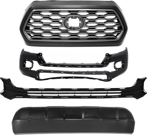 Bewild Front Upper & Lower Grille + Front Bumper Cover With Valance Lower Skid Plate Panel Fit For 2016-2023 Toyota Tacoma Front Insert Grille Body Kit Replacement in Kuwait