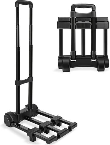 Folding Hand Truck, Foldable Luggage Cart Folding Trolley Dolly with Two Wheels Backpack Trolley with Extendable Chassis Telescopic Rod Utility Cart for Travel Moving Travel Bag, Luggage (Black) in Saudi Arabia
