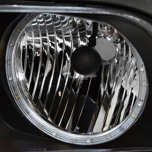7422445954947 متوافق مع المصابيح الأمامية فورد موستانج 2005-2009 باللون الأسود مع هالة LED in Kuwait