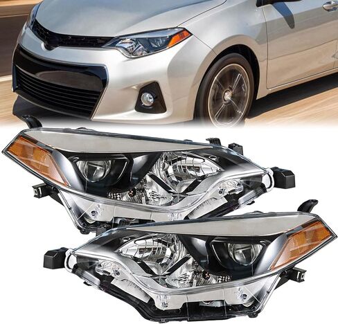 زوج المصابيح الأمامية LED مجموعة المصابيح الأمامية لـ 2014 2015 2016 Toyota Corolla Driver وجانب الركاب 81150-02E60،81110-02E60 TO2502216 TO2503216 in Kuwait