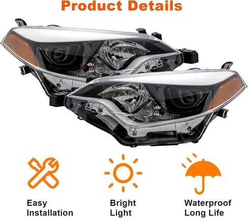 زوج المصابيح الأمامية LED مجموعة المصابيح الأمامية لـ 2014 2015 2016 Toyota Corolla Driver وجانب الركاب 81150-02E60،81110-02E60 TO2502216 TO2503216 in Kuwait