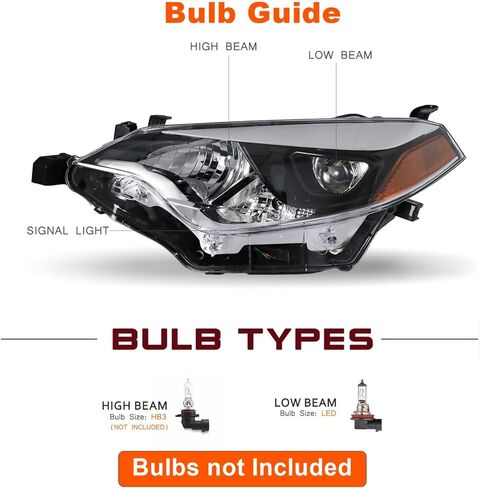 زوج المصابيح الأمامية LED مجموعة المصابيح الأمامية لـ 2014 2015 2016 Toyota Corolla Driver وجانب الركاب 81150-02E60،81110-02E60 TO2502216 TO2503216 in Kuwait