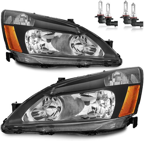Headlights W/Bulbs for 2003 2004 2005 2006 2007 Honda Accord Halogen Headlamp Replacement Driver & Passenger Side in Saudi Arabia