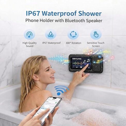 حامل هاتف Bluetooth دش مقاوم للماء ، مكبر صوت دش ، دوران 360 درجة ، حامل قابلة للاسترخ in Saudi Arabia