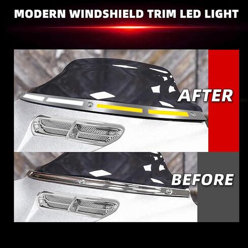 FATECIM مصباح LED للزجاج الأمامي مع ضوء تشغيل وإشارات انعطاف متتابعة لـ Harley Touring Street Glide Ultra Limited Electra Glide FLHX FLHTK 2014-2023 (زخرفة الزجاج الأمامي من الكروم، عدسات دخان) in Saudi Arabia