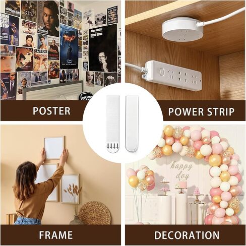 Heavy Duty Picture Hanging Strips, 32 Pairs (64 Strips) + 16 Large Poster Strips, No Damage Sticky Picture Hangers for Walls, Removable Waterproof Adhesive Strips, Refill for Frames & Home Décor in Saudi Arabia