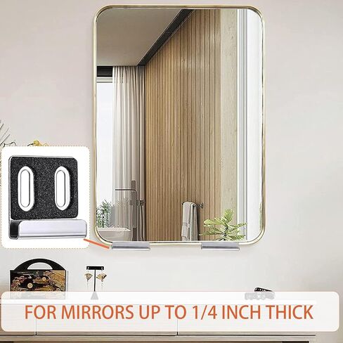 8PCS Metal Mirror Clips for Wall Mounting, Mirror Clips Hangers Stainless Steel Mirror Holders Heavy Duty Double Hole Mirror Brackets with Screws Kit Frameless Mirrors Billboard in Kuwait