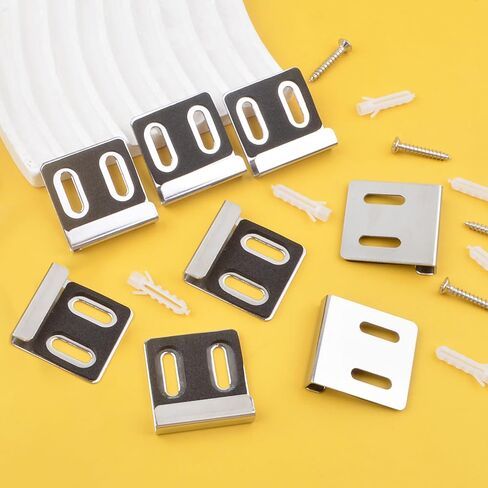 8PCS Metal Mirror Clips for Wall Mounting, Mirror Clips Hangers Stainless Steel Mirror Holders Heavy Duty Double Hole Mirror Brackets with Screws Kit Frameless Mirrors Billboard in Kuwait