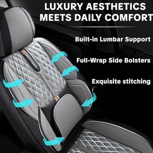 لأغطية مقاعد السيارة Ford Fiesta 2011-2019، أغطية مقاعد السيارة باللونين الرمادي والأسود، جلد فاخر، مجموعة كاملة من 5 مقاعد، مع دعم أسفل الظهر، مقاومة للماء، حماية وترقية المقاعد in Kuwait