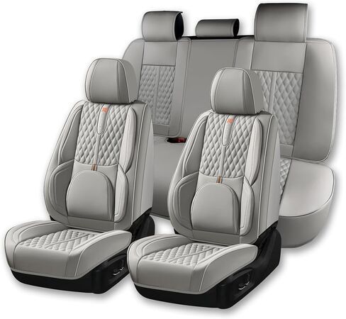 for Ford Fiesta 2011-2019 Car Seat Covers, Gray and Black Car Seat Covers, Premium Leather, 5 Seats Full Set, with Lumbar Support, Waterproof, Protect and Upgrade Seats in Saudi Arabia